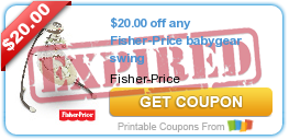 $20.00 off any Fisher-Price babygear swing