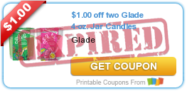 $1.00 off two Glade 4-oz. Jar Candles