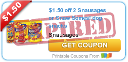 $1.50 off 2 Snausages or Snaw Somes! dog snacks
