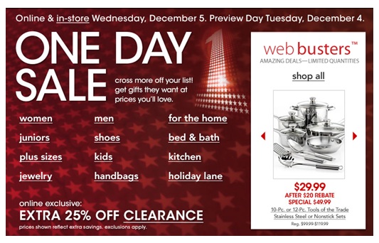 Macy&#39;s 1 Day Sale - 25% Extra Off Clearance & A Hot Deal on Cookware Set!
