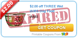 $2.00 off THREE Wet IAMS Dog Food