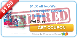 $1.00 off two Wet Ones Wipes: Canister or Singles
