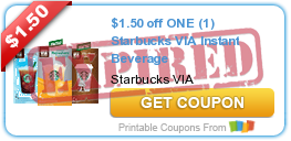 $1.50 off ONE (1) Starbucks VIA Instant Beverage