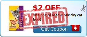 $2.00 off one bag of Meow Mix dry cat food