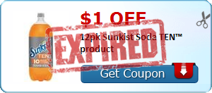 $1.00 off 12pk Sunkist Soda TEN™ product