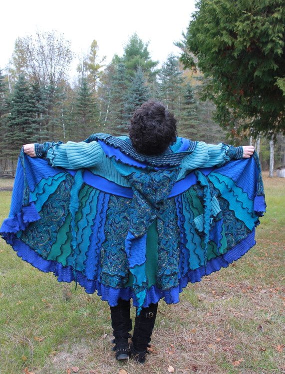 Wonderful sweater coat, made by Funky Threadz using recycled materials.